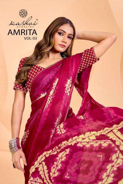 kashvi amrita vol 3 series Dull moss Wholesale Saree in Surat