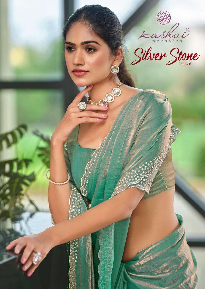 kashvi silver stone vol 01 series 1001-1006 FANCY NC PATTERN  Wholesale Saree in Surat