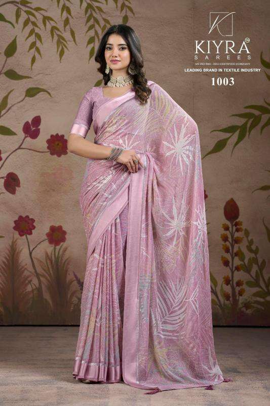 kiyra falak vol 3 series 1001-1006 MOSS SATIN PATTA wholesale saree in surat 