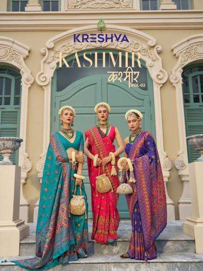 kreshva kashmir vol 2 series 413-420 BANARASI SILK wholesale saree in surat