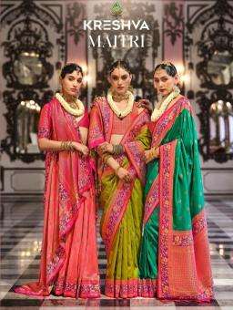 kreshva maitri series 454-462 Super Banarasi Poly Viscose Silk Wholesale Saree in Surat