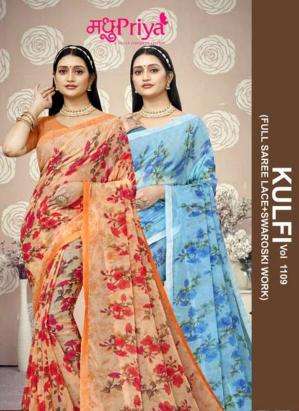 madhupriya kulfi vol 1109 series 1001-1008 chiffon wholesale saree in surat 