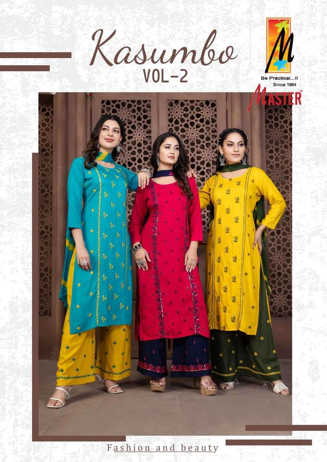 master kasumbo vol 2 series 201-208 RAYON WORK wholesale salwar kameez in surat