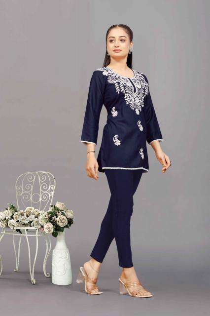 PR 9STAR HELLO RAYON WITH CHIKANKARI Wholesale kurti in Surat