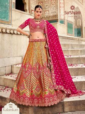 pr kalamkari banarasi silk Wholesale lehenga in Surat