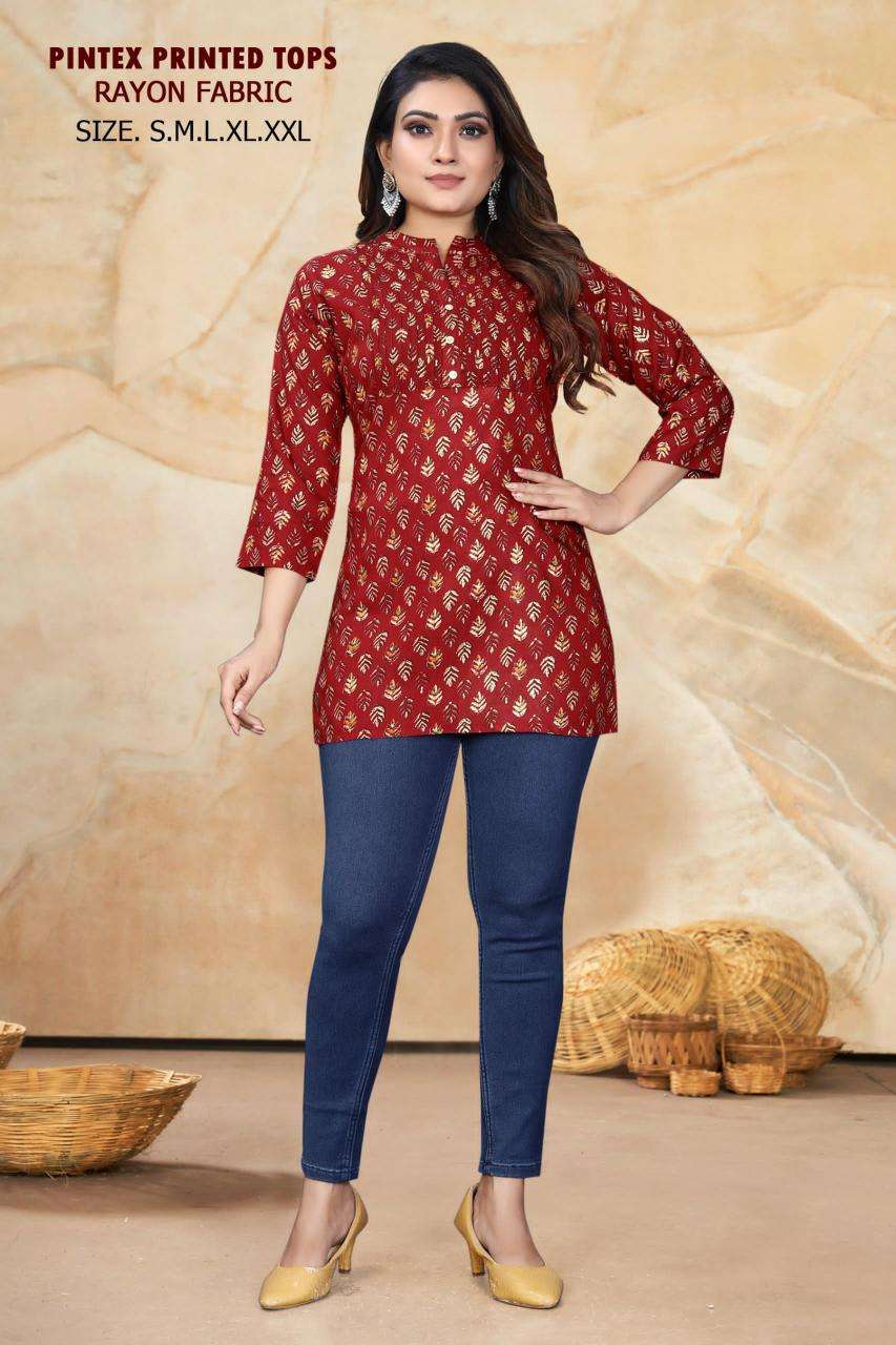 pr pintex printed tops series 1001-1006 RAYON wholesale kurti in surat 