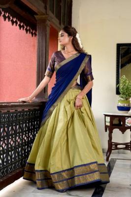 pr suvarna lnb2002 kanchipuram half saree stitch lehenga 