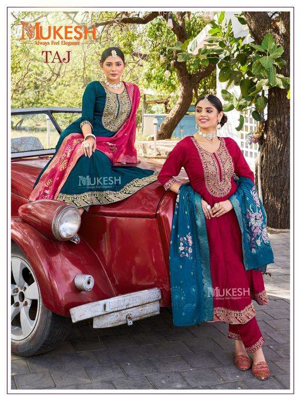 pr taj series 1001-1004 viscose vichitra silk Wholesale Salwar Kameez in Surat