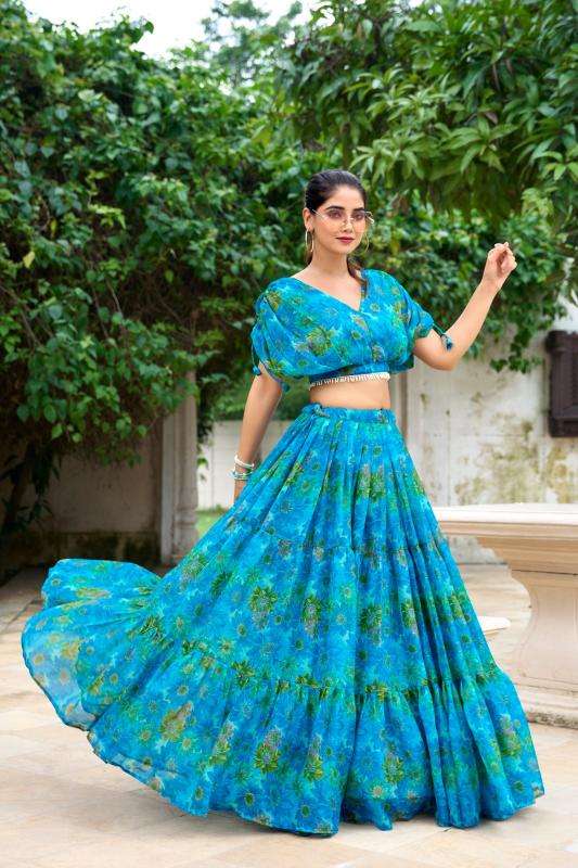 pr vaatika nnk1132 chiffon readymade traditional wear short sleeve crop top