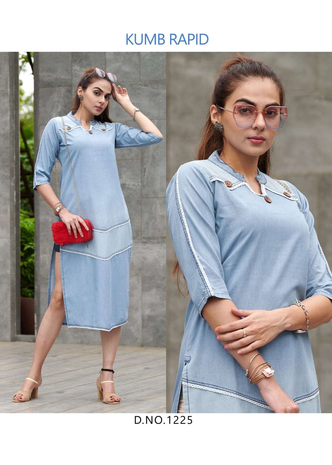 Pure Cotton Denim Wholesale Kurtis in Surat – Stylish & Comfortable Collection