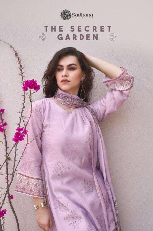 sadhana fashion the secret garden series 10101-10108 Pure Musline Silk wholesale salwar kameez in surat