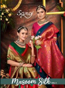 Saroj Masoom silk vol-3 series 1001-1008 Pure 50*600 Silk Wholesale Saree in Surat