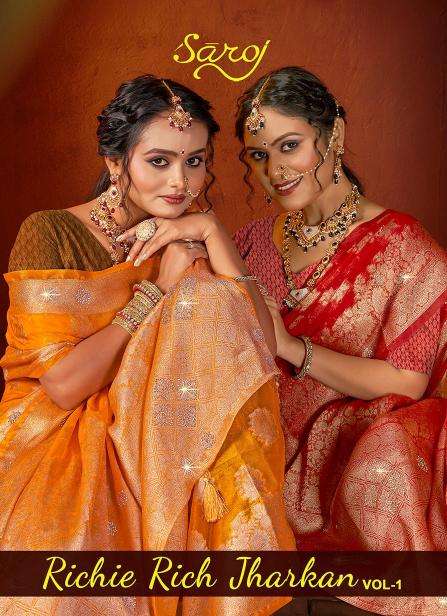 Saroj Richie rich jharkan vol-1 series 1001-1006 Silk wholesale saree in surat 