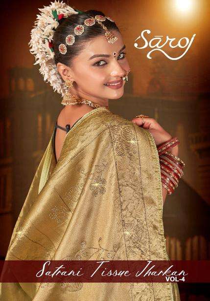 Saroj Satrani tissue jharkan vol-4 series 1001-1006 Soft Tissue wholesale saree in surat 