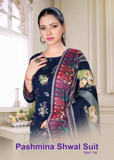 SAT Pashmina Shwal Suit Vol-14 series 1001-1008 Heavy Pashmina Wholesale Salwar Kameez in Surat