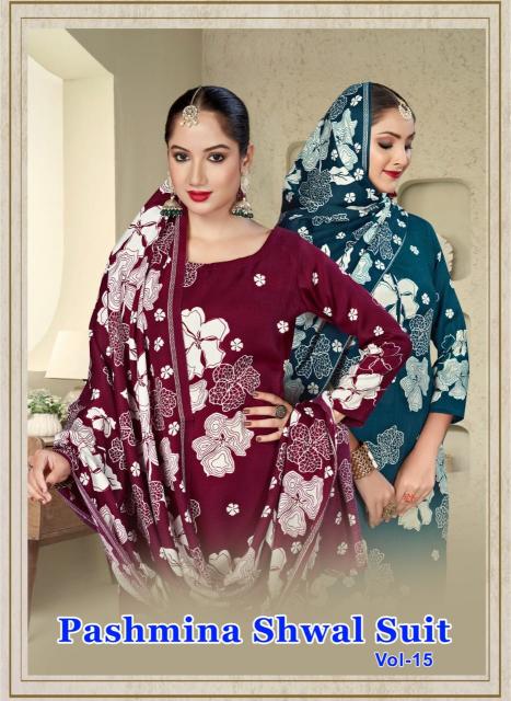 SAT Pashmina Shwal Suit Vol-15 series 1001-1008 Heavy Pashmina Wholesale Salwar Kameez in Surat