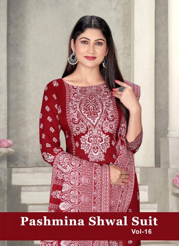 SAT Pashmina Shwal Suit Vol-16 series 1001-1008 Heavy Pashmina Wholesale Salwar Kameez in Surat