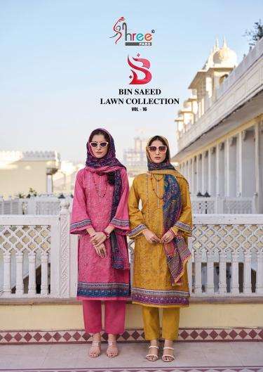 shree fabs bin saeed lawn collection vol 16 series 1601-1606 PURE COTTON Wholesale Salwar Kameez in Surat