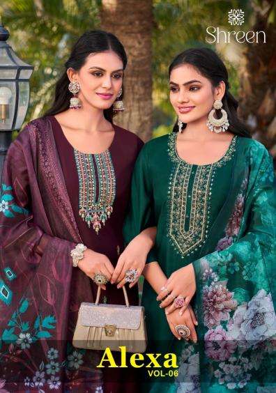 shreen alexa vol 6 series 1001-1005  ROMAN SILK wholesale salwar kameez in surat