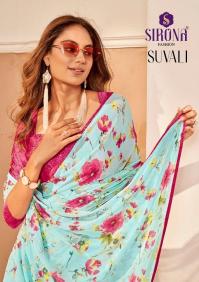 sirona fashion suvali series 2001-2018 GEORGETTE CRAPE Wholesale Saree in Sura