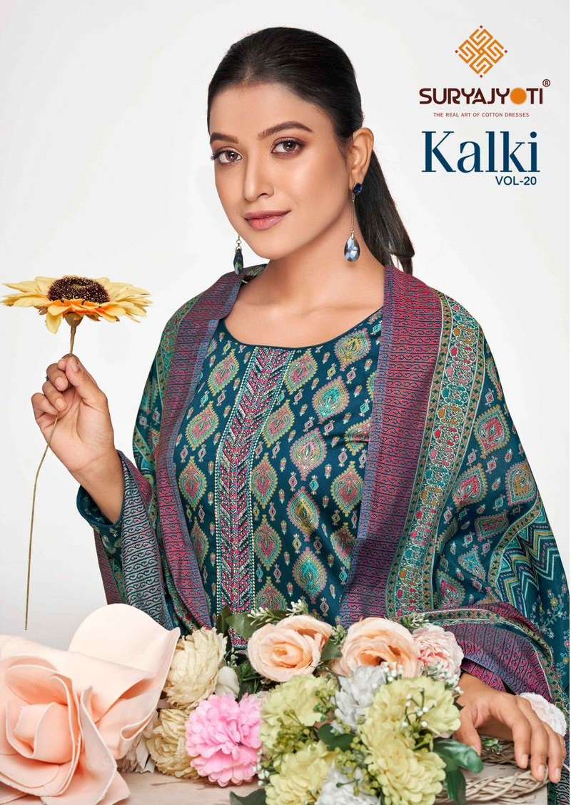 SuryaJyoti Kalki Vol-20 series 20001-20008 Jam Satin Wholesale Salwar Kameez in Surat