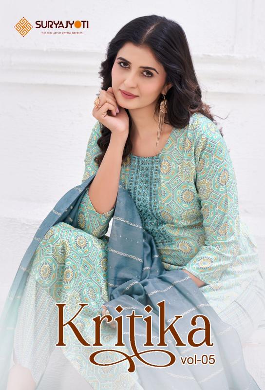 Suryajyoti Kritika Vol-5 series 5001-5010 Heavy Capsule Rayon Wholesale Salwar Kameez in Surat