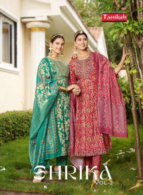 taniksh shrika vol 3 series 3001-3008 MUSLIN Wholesale Salwar Kameez in Surat