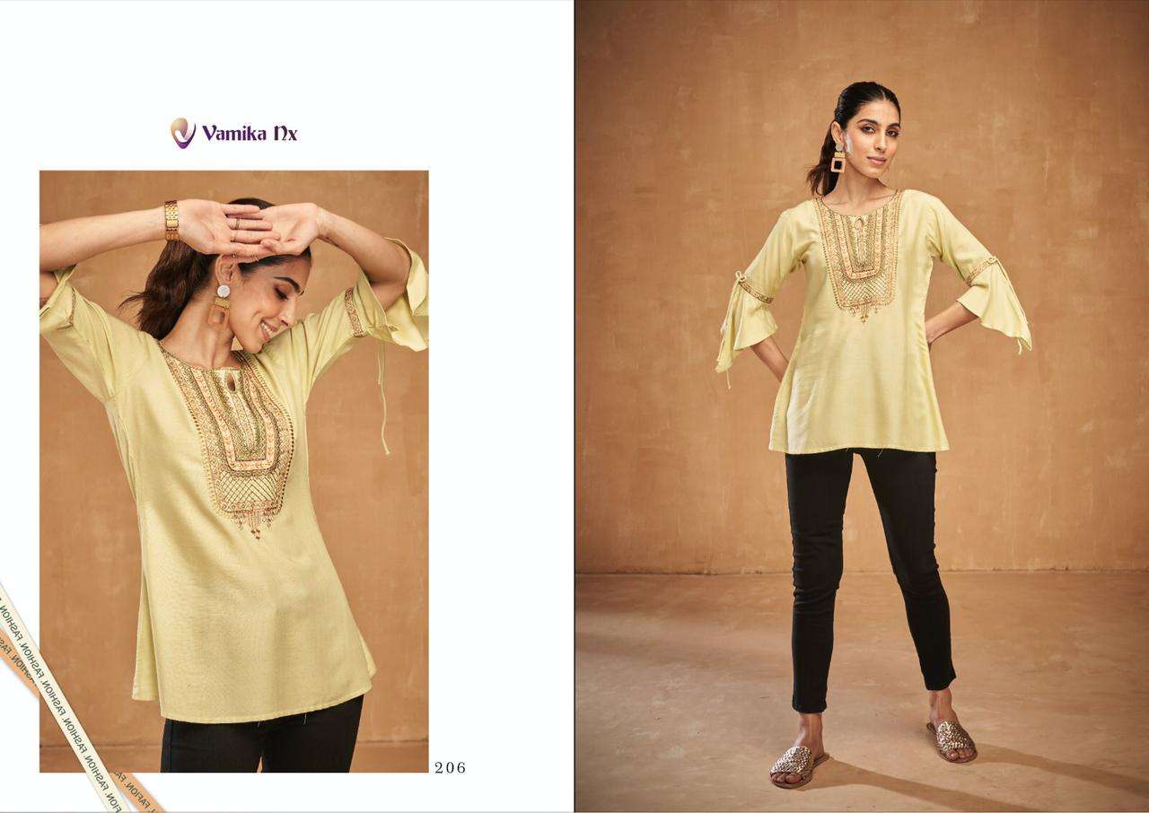 Vamika Nx Anokhi series 201-208 Rayon wholesale kurti in surat 