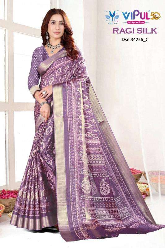 vipul ragi silk 34256 fancy wholesale saree in surat 