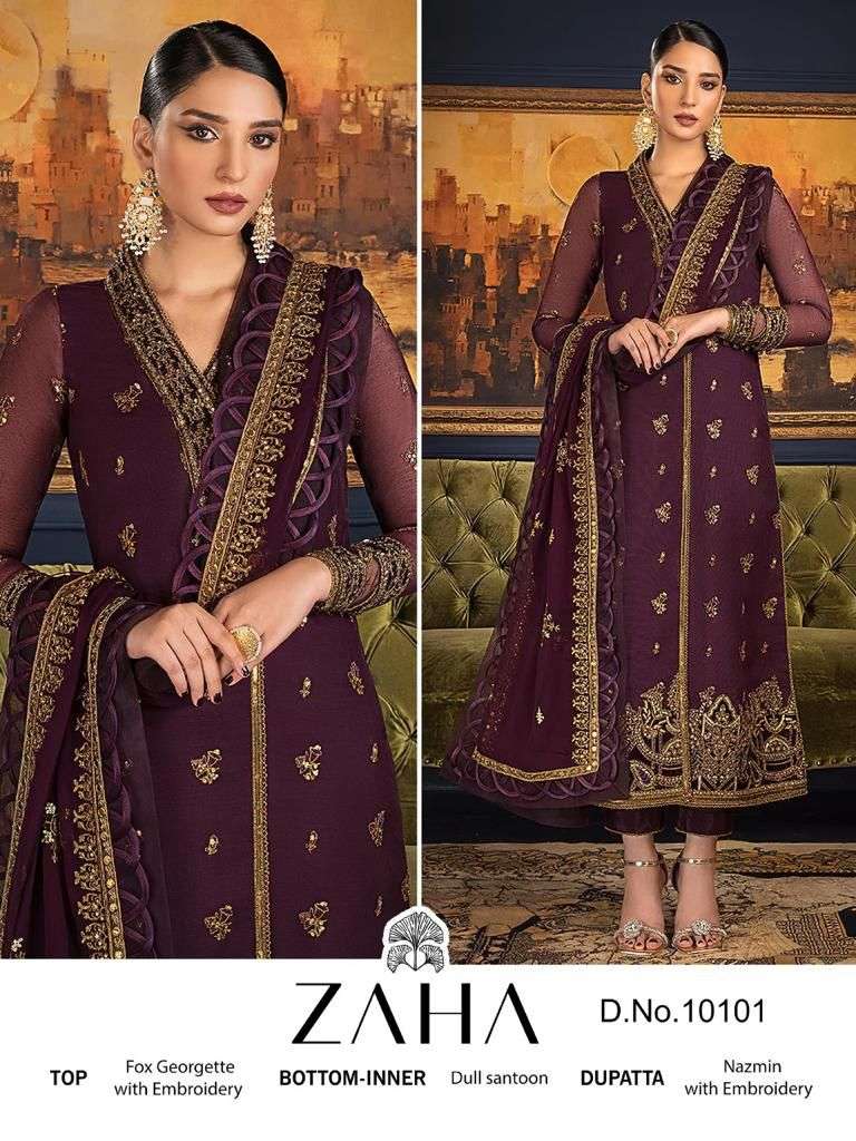 ZAHA DNO-10101 Georgette Heavy Embroidered Wholesale Salwar Kameez in Surat