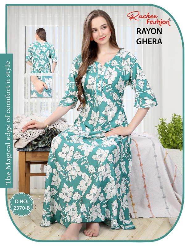 2370-2371 by ruchee fashion rayon ghera fancy selves nighty for ladies