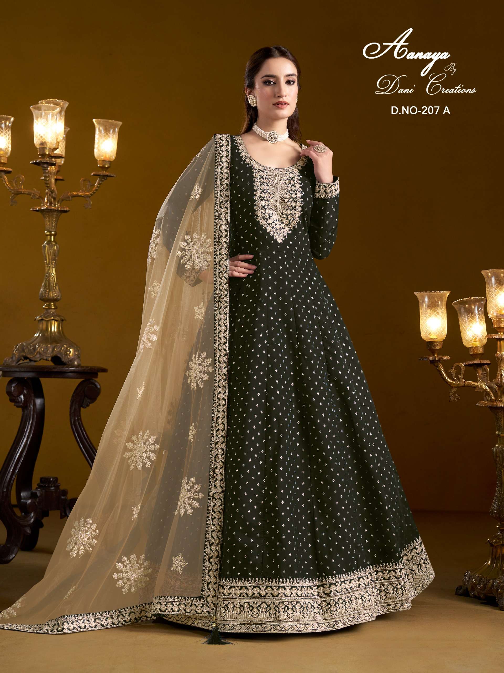 AANAYA VOL - 207 CHANDERI BUTTI gown with dupatta singles available