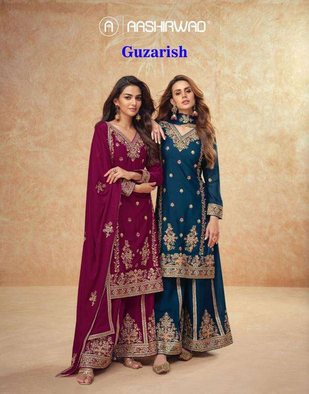 aashirwad guzarish series 10162-10164 CHINON SILK wholesale salwar kameez in surat