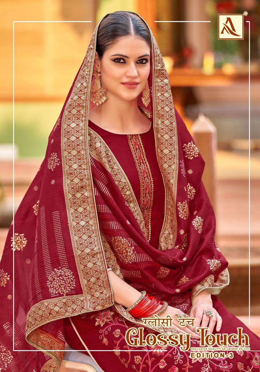 alok glossy touch vol 3 series 1698001-1698006 Pure Zam wholesale salwar kameez in surat 