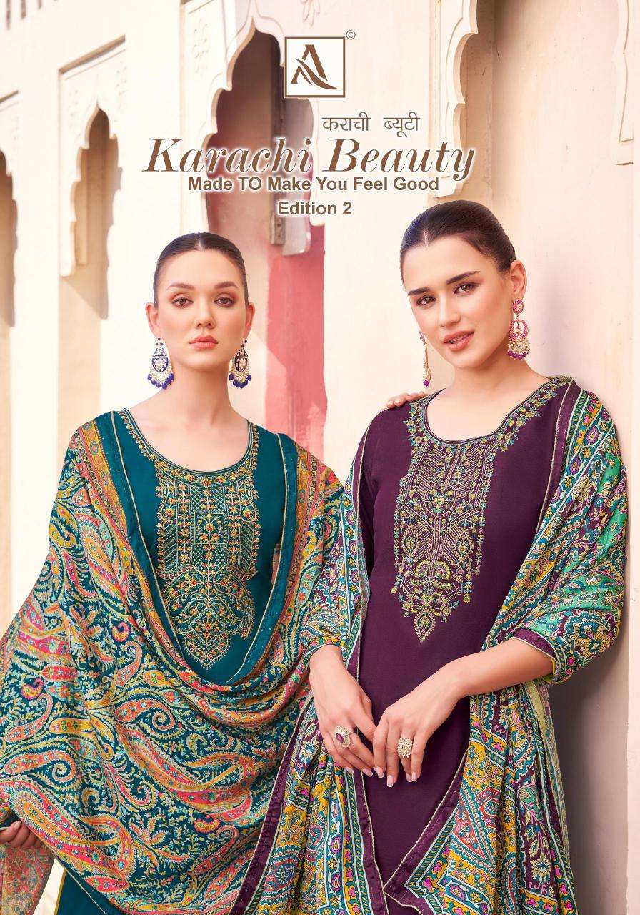 alok karachi beauty vol 2 series 1726001-1726006 zam cotton wholesale salwar kameez in surat 