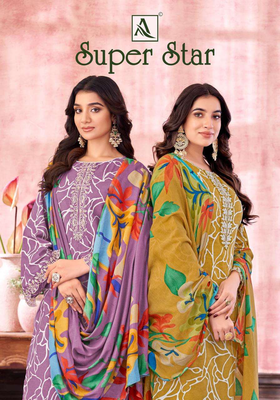 alok super star series 1713001-1713006 Pure Cambric wholesale salwar kameez in surat 