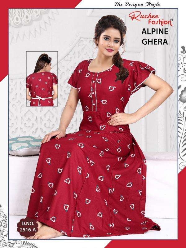 alpine pocket ghera by ruchee fashion fancy fully stitch nighty for ladies