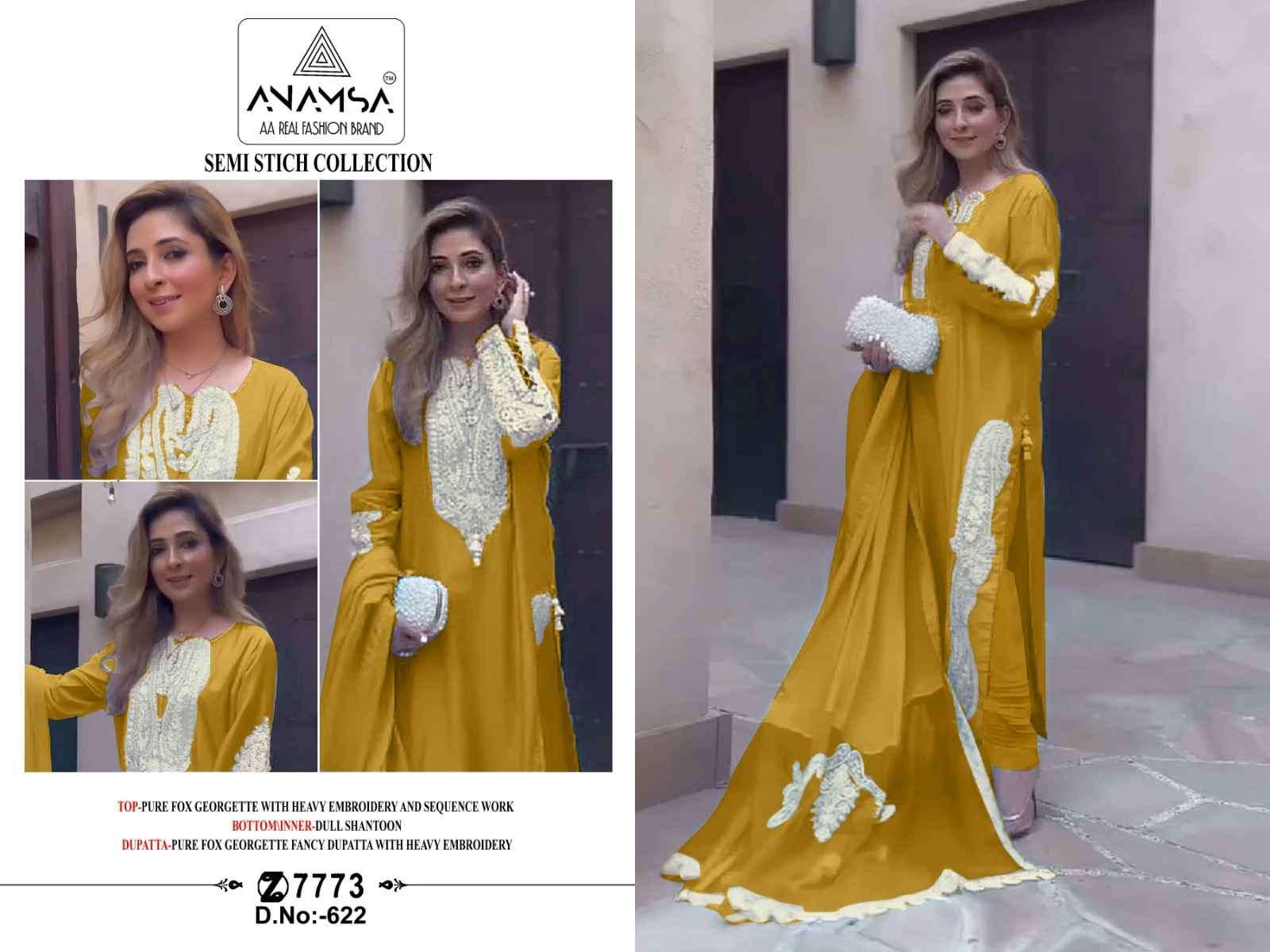 ANAMSA 7773 D. NO. 622 Heavy Pure Fox Georgette with Heavy Embroidery Wholesale Salwar Kameez in Surat