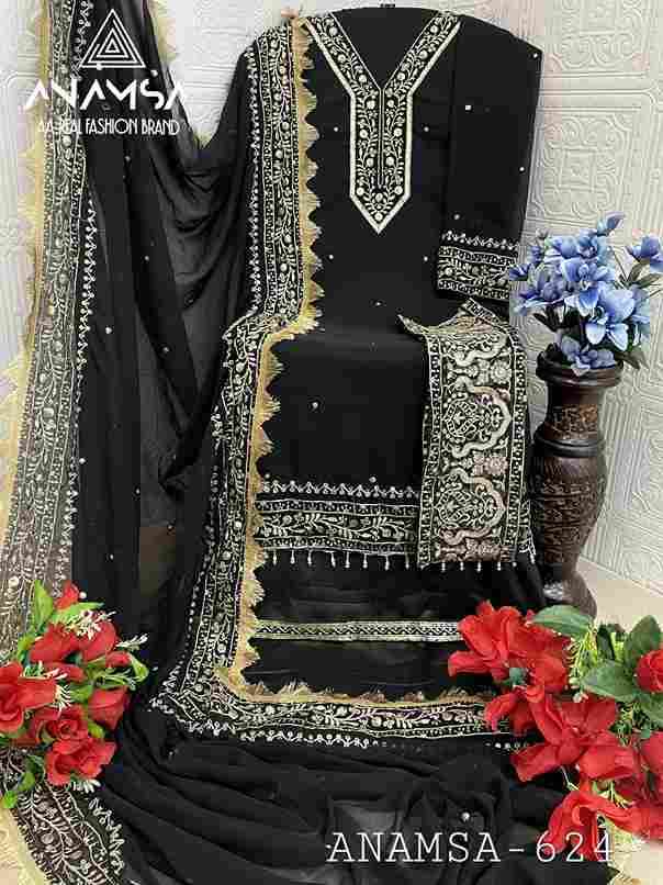 Anamsa 7773 D. No. 624 Heavy Pure Fox Georgette with Embroidered Sequence Work Wholesale Salwar Kameez in Surat