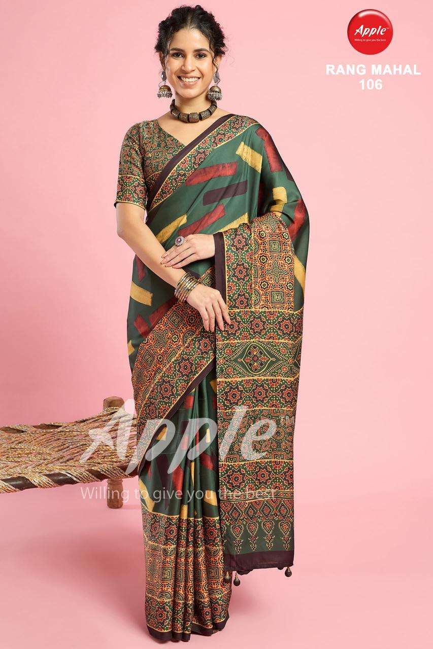 apple rang mahal series 101-108 MODAL SATIN wholesale saree in surat 