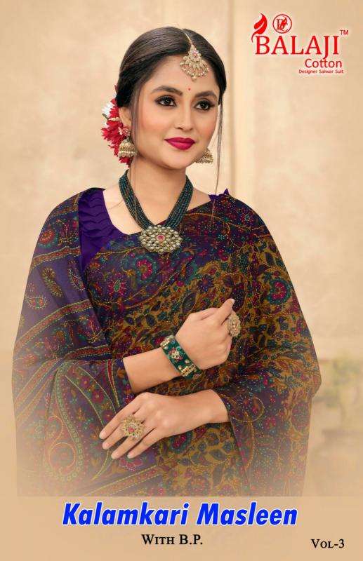 balaji cotton kalamkari masleen vol 3 series 301-310 COTTON wholesale saree in surat 