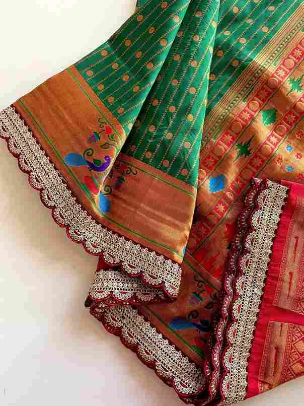 BT-53 Mihira Lace Pure Paithani Silk Polka Weaving Wholesale Sarees in Surat