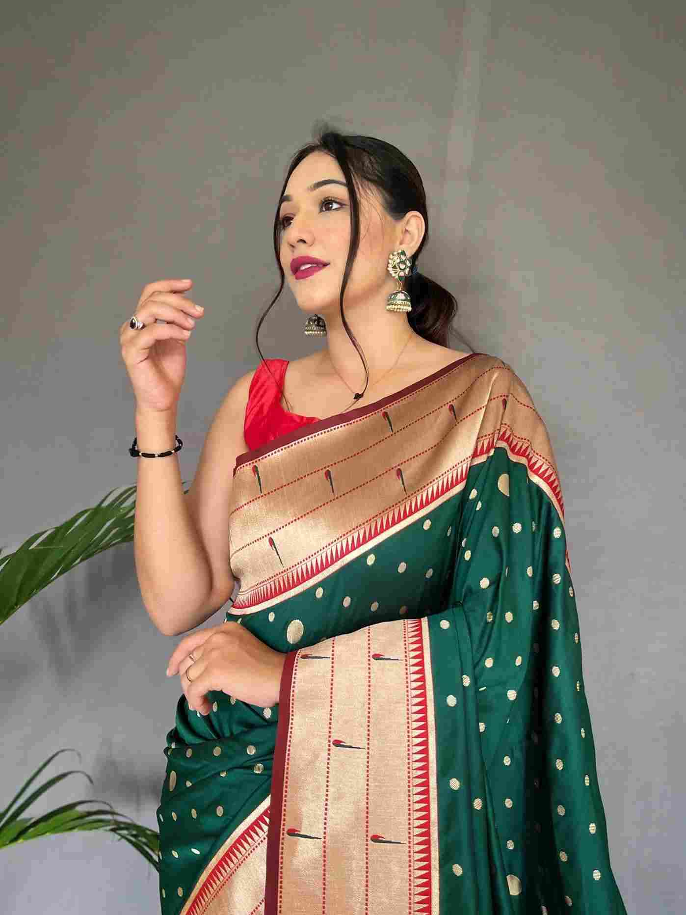 BT-53 Polka Paithani Pure Paithani Silk Saree with Rich Weaved Pallu Wholesale Sarees in Surat