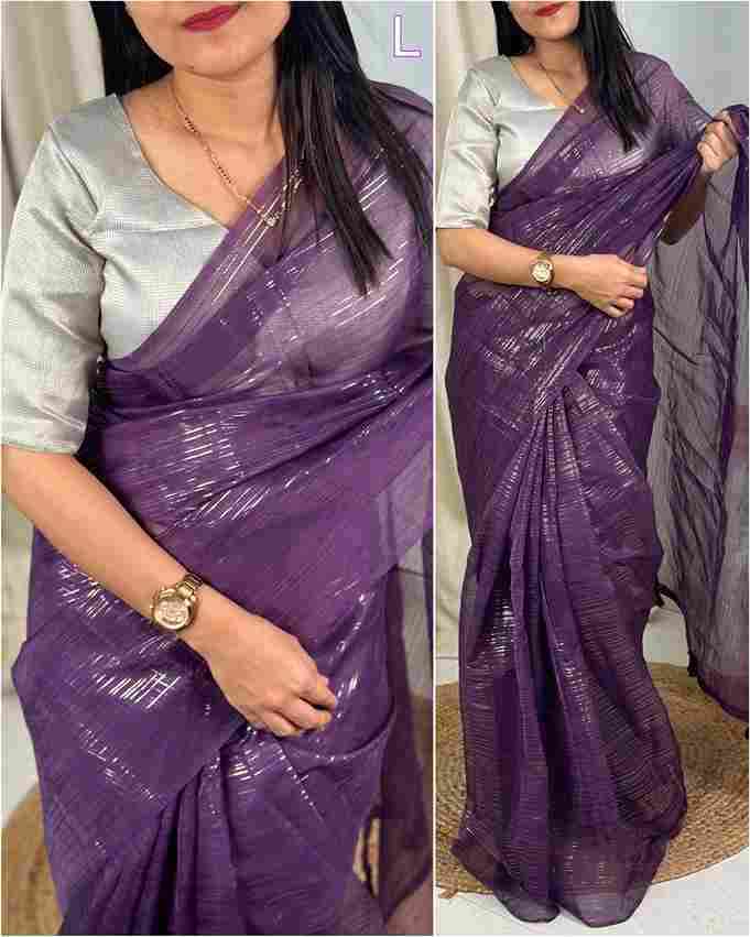 BT-56 Gloria Glass Organza Solid Color Saree with Zari Lining Wholesale in Surat