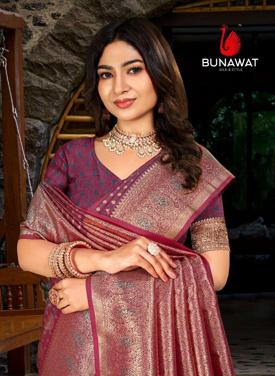 Bunawat Amritulya Silk Designer Saree with Zari Print Wholesale in Surat