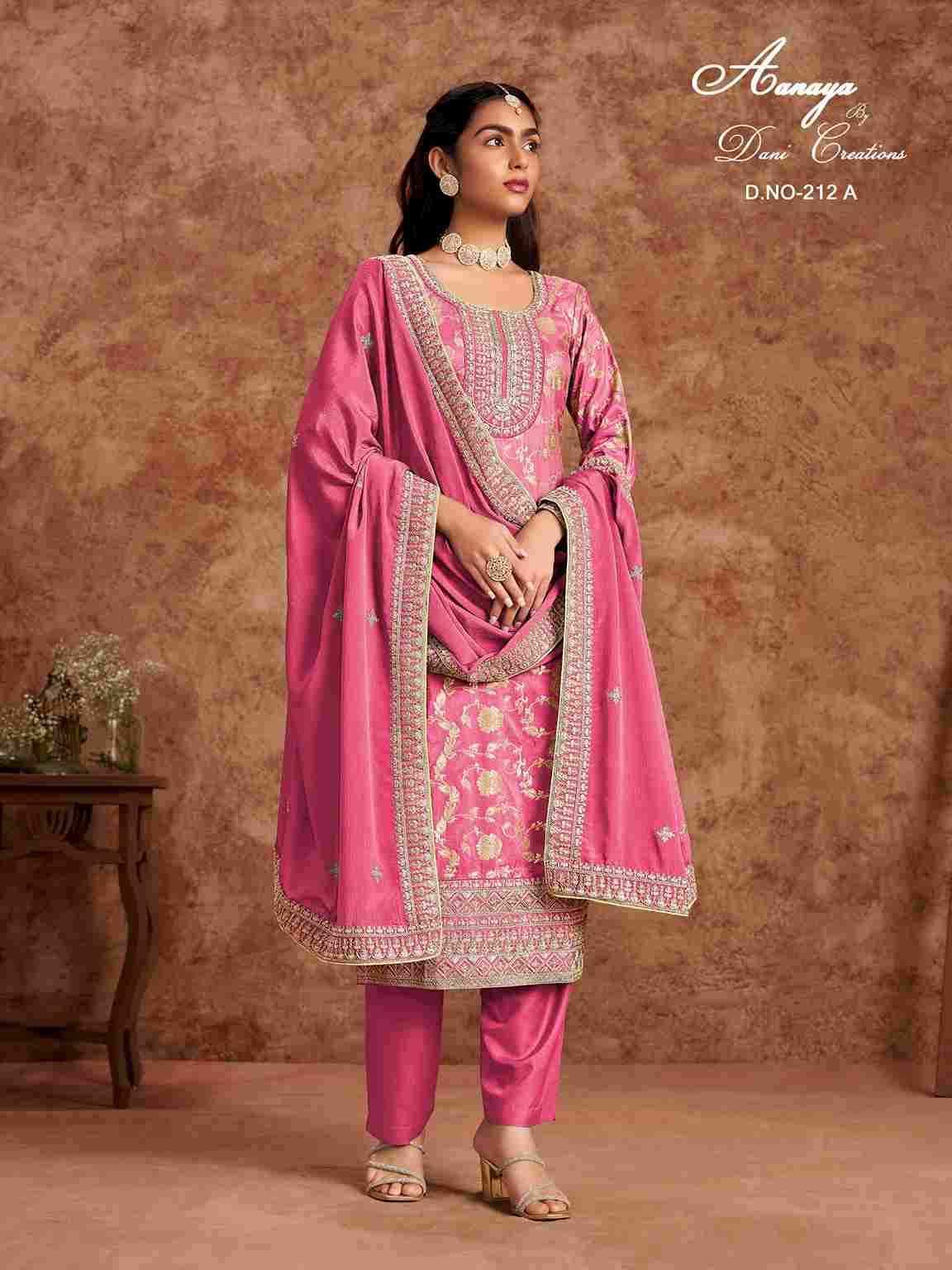 Dani Creation Aanaya Vol 212 Dolla Jacquard Embroidered Designer Wholesale Salwar Kameez in Surat