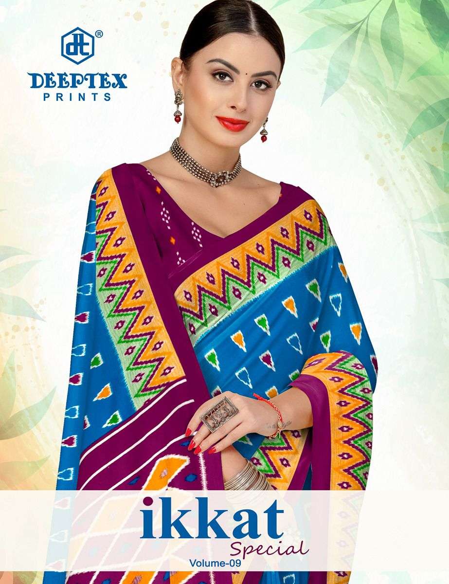 Deeptex Ikkat Special Vol-09 series 9001-9010 Pure Cotton wholesale saree in surat 