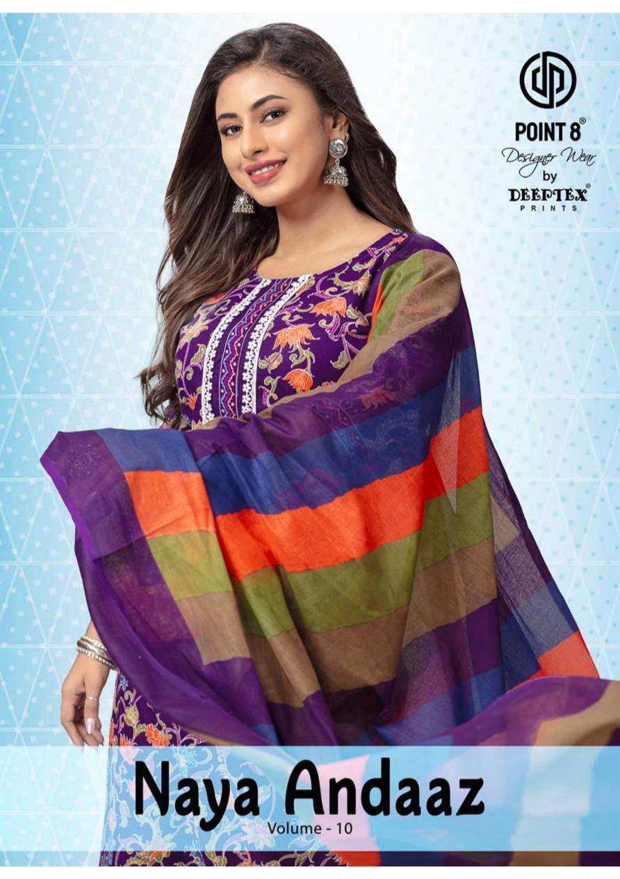 deeptex print naya andaaz vol 10 series 1001-1010 Cotton wholesale salwar kameez in surat