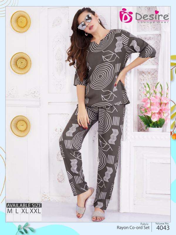 desire vol 4043 readymade stylish look premium rayon co-ord sets exports