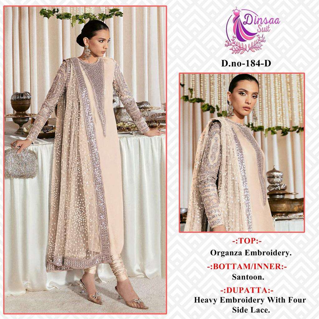 Dinsaa Suit 184 Georgette Embroidered Wholesale Salwar Kameez in Surat